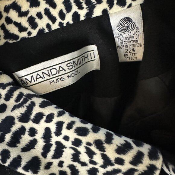 Amanda Smith Pure Wool Blazer Jacket Animal Print Button Black 22W - Picture 5 of 6